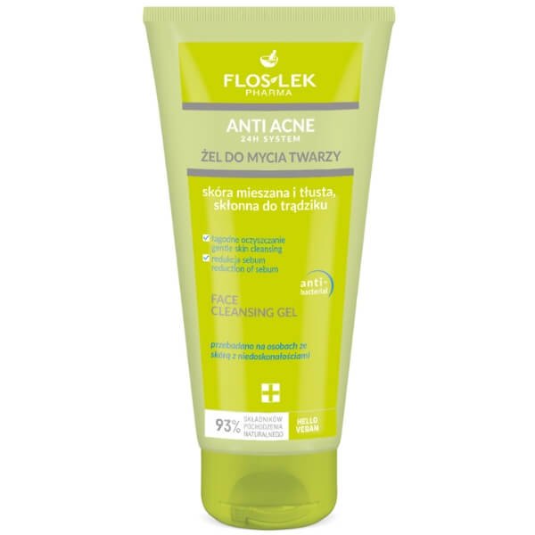 Floslek ANTI ACNE 24h System Żel do mycia twarzy 200 ml